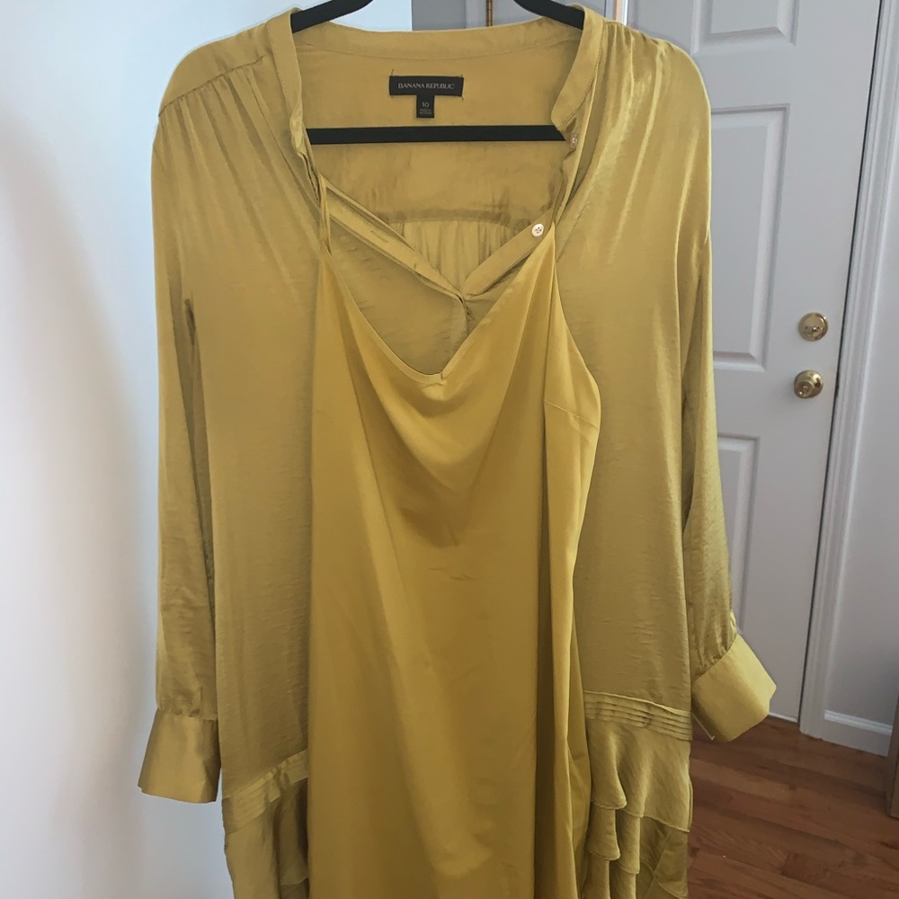 Banana Republic Chartreuse Dress with Slip